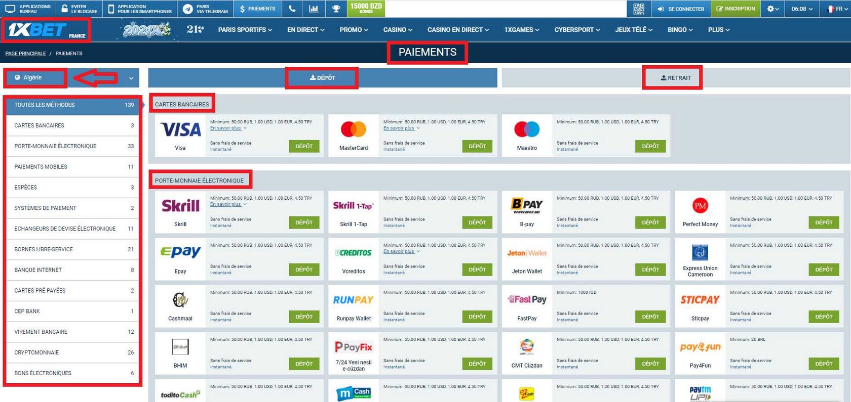 Application officielle du système de paris sportifs 1xBet
